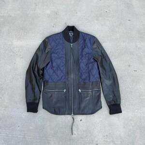 Diesel Black Gold Lensy Lambskin Leather Quilted Bomber Jacket